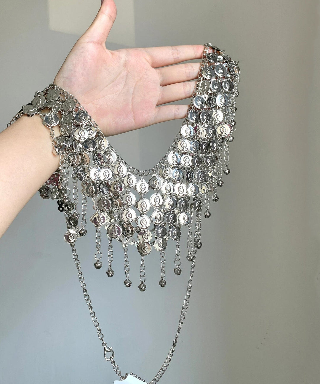 Bohemian White Alloy Sequins Tassel Body Chain