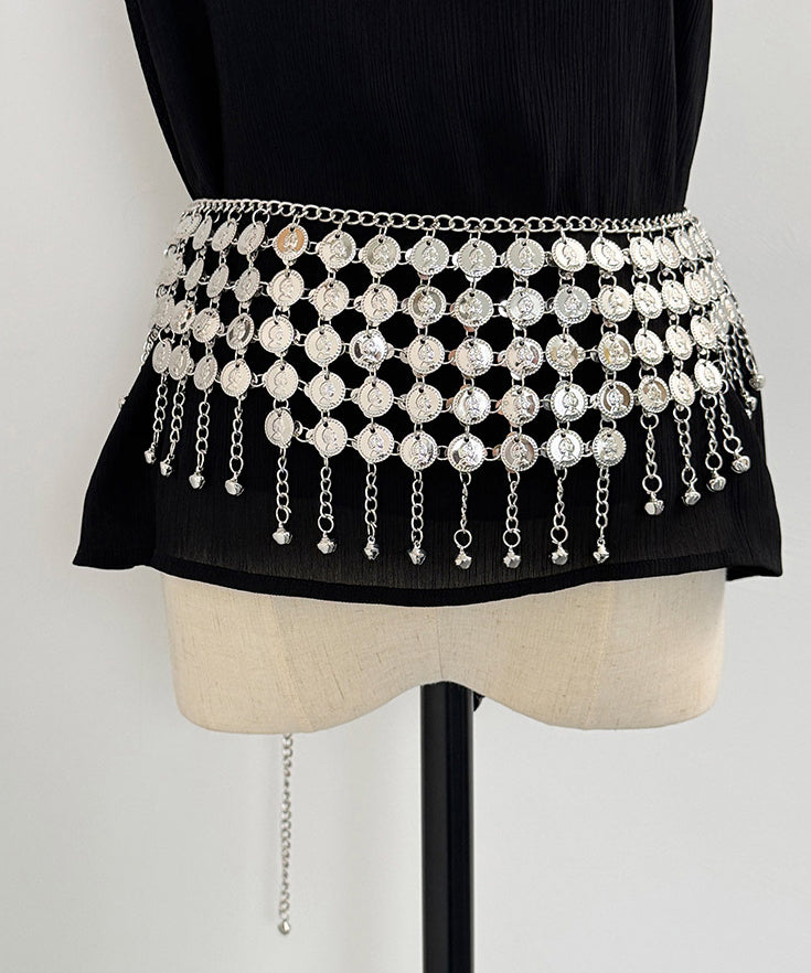 Bohemian White Alloy Sequins Tassel Body Chain