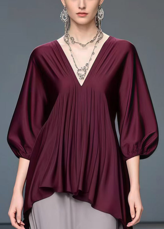 Boho Mulberry Low High Design Silk Shirt Bracelet Sleeve