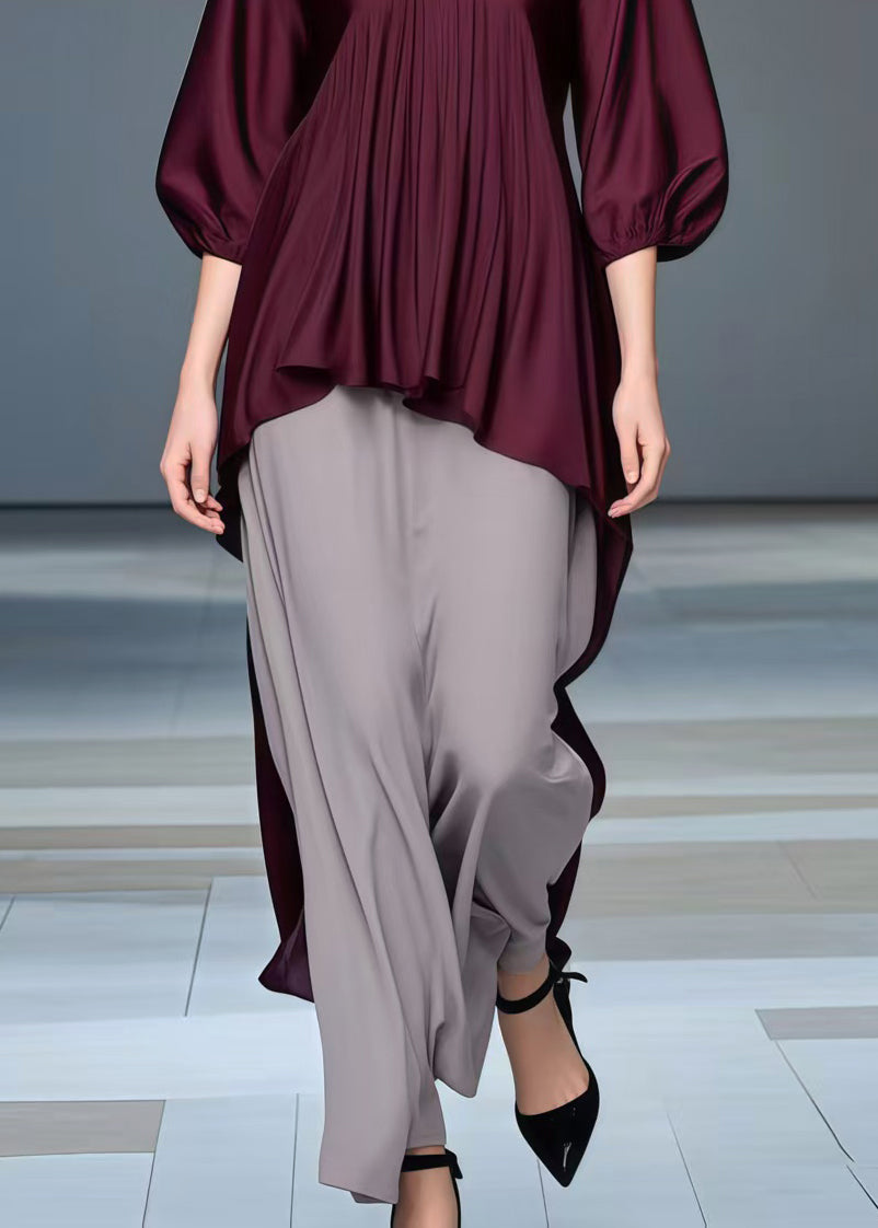 Boho Mulberry Low High Design Silk Shirt Bracelet Sleeve