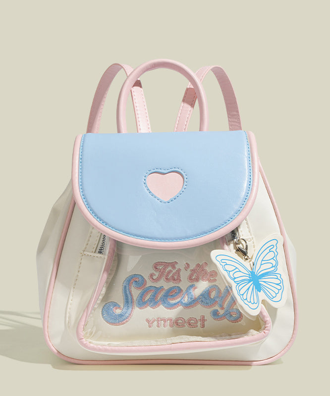 Boho Pink Embroidered Butterfly Faux Leather Backpack Bag