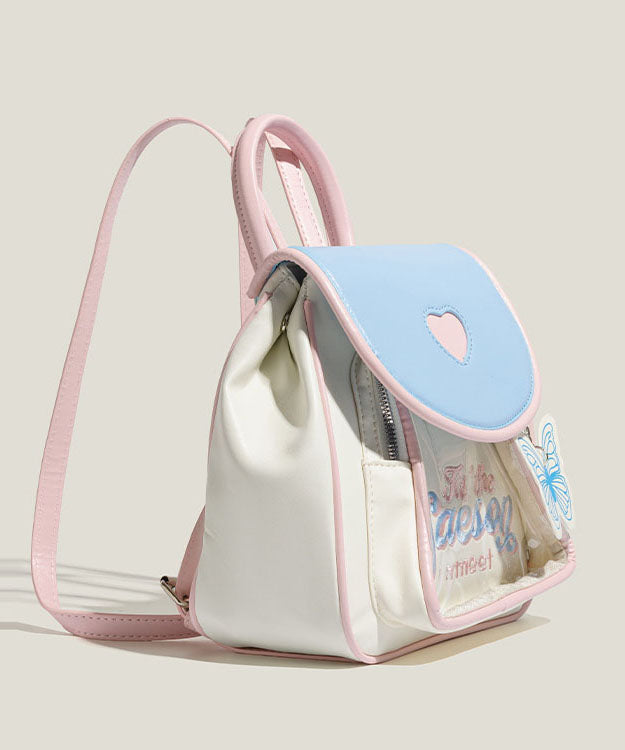 Boho Pink Embroidered Butterfly Faux Leather Backpack Bag