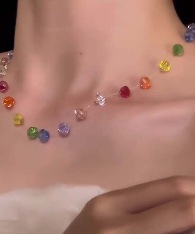 Boho Rainbow Glass Beads Gratuated Bead Necklace
