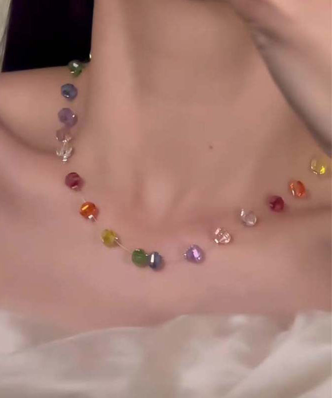 Boho Rainbow Glass Beads Gratuated Bead Necklace