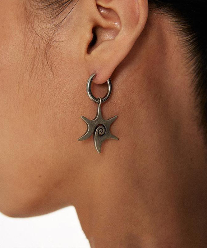 Boho Silk Stainless Steel Alloy Star Wortex Hoop Earrings
