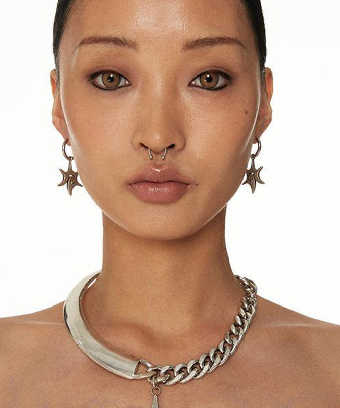 Boho Silk Stainless Steel Alloy Star Wortex Hoop Earrings