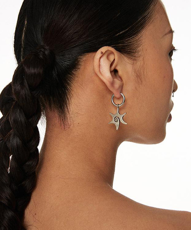 Boho Silk Stainless Steel Alloy Star Wortex Hoop Earrings