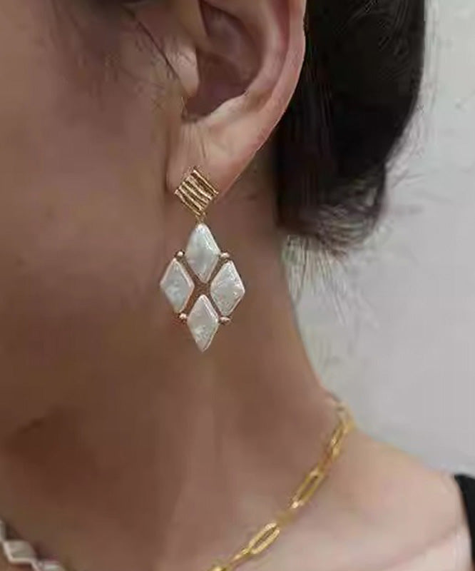 Boho White Metal Alloy Pear Drop Earrings