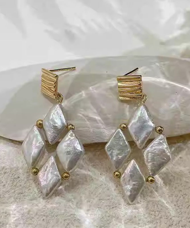 Boho White Metal Alloy Pear Drop Earrings