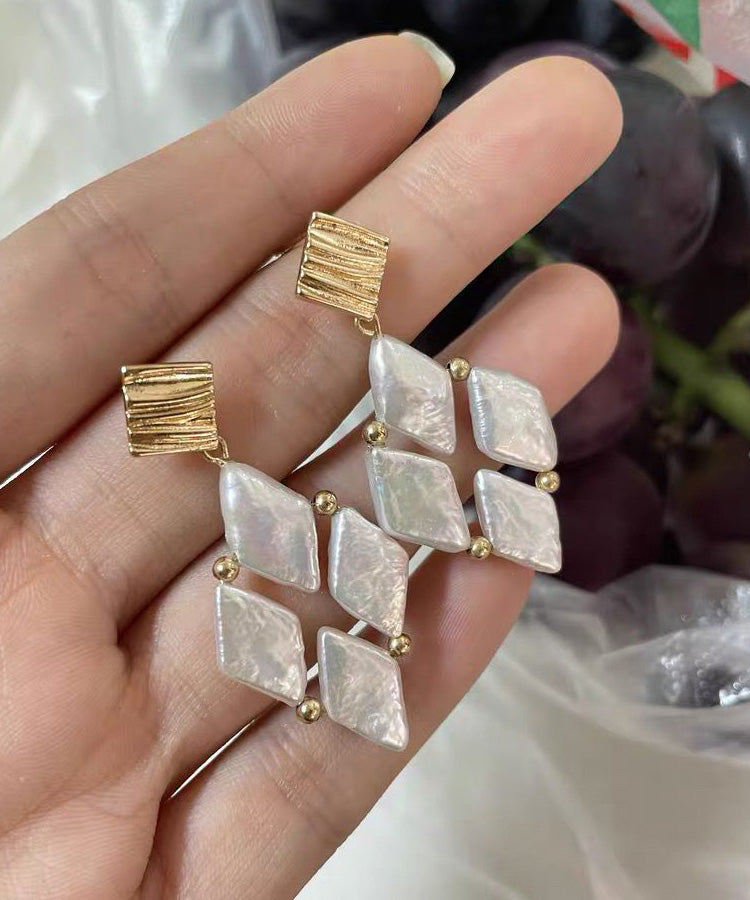 Boho White Metal Alloy Pear Drop Earrings