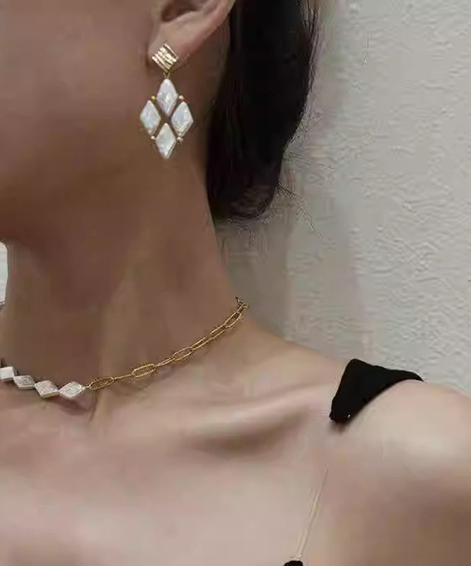 Boho White Metal Alloy Pear Drop Earrings