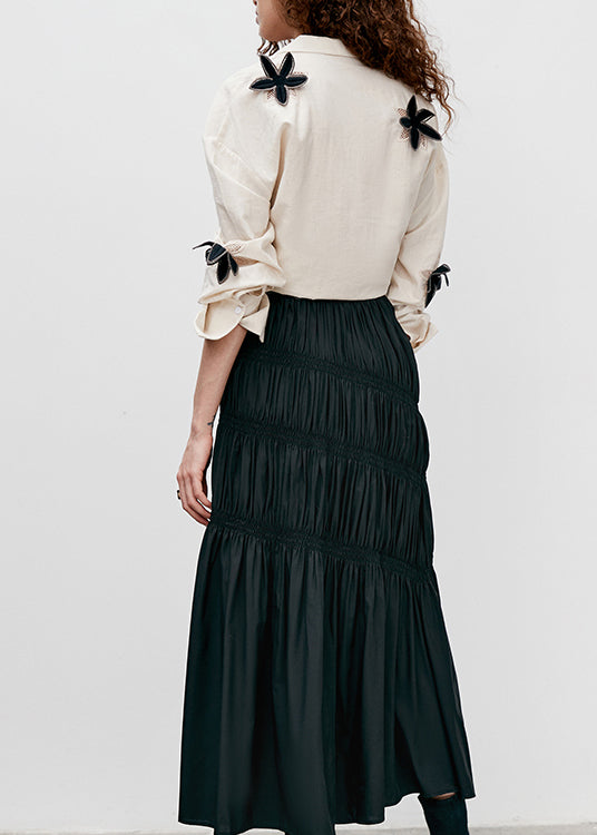 Boutique Beige Peter Pan Collar Floral Cotton Top Fall