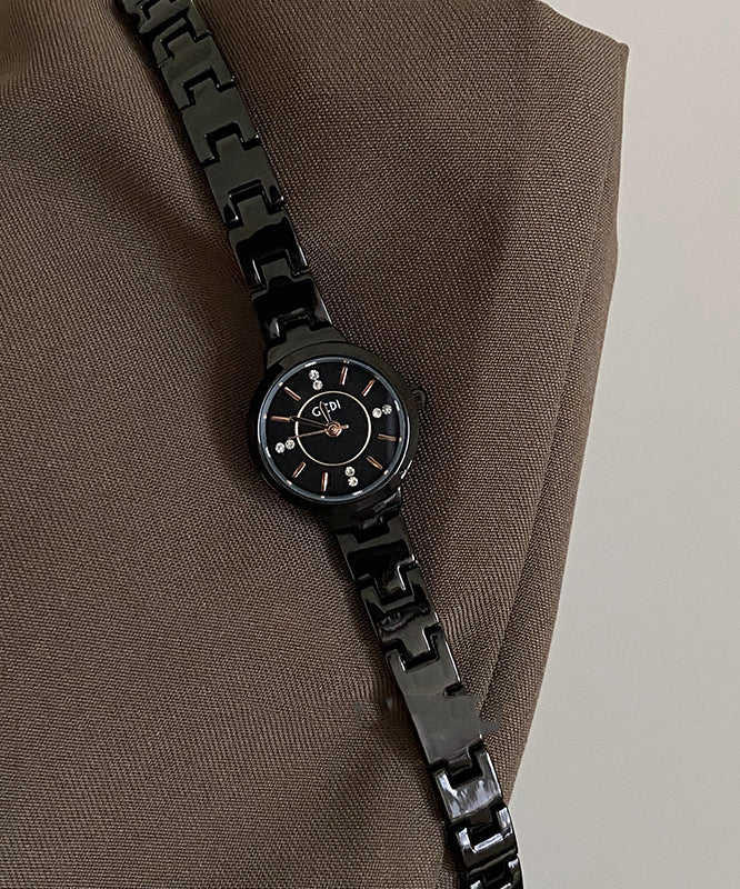 Boutique Black Alloy Hardlex Crystal Quartz Movement Watches