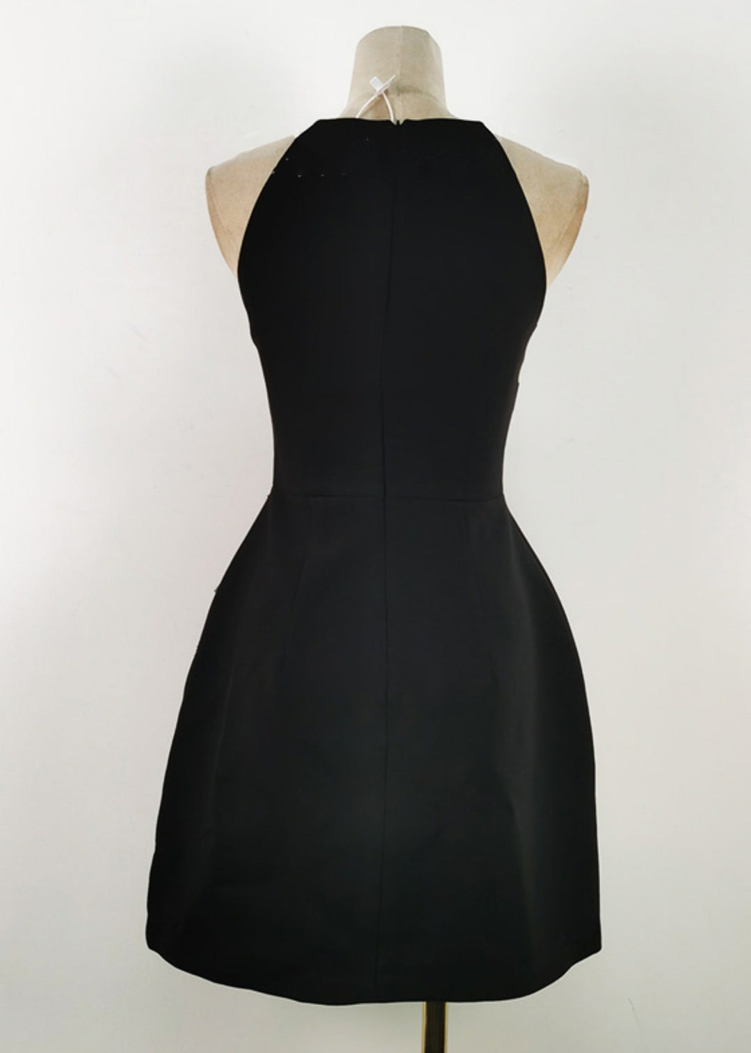 Boutique Black Nail Bead Zircon Cotton Mid Dress Sleeveless