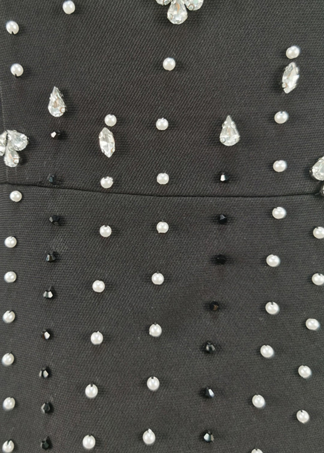 Boutique Black Nail Bead Zircon Cotton Mid Dress Sleeveless