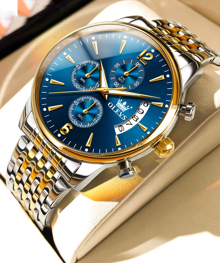 Boutique Blue Stainless Steel Alloy Quartz Movement Waterproof Watches