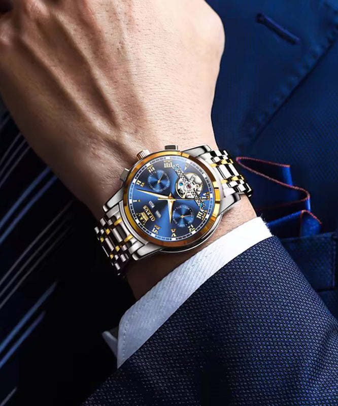 Boutique Blue Stainless Steel Alloy Quartz Movement Waterproof Watches