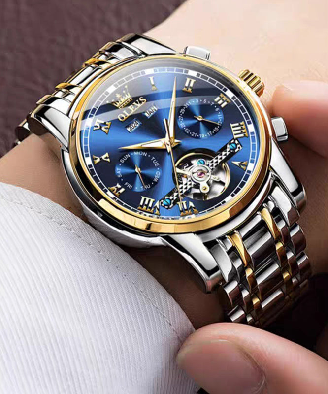 Boutique Blue Stainless Steel Alloy Quartz Movement Waterproof Watches