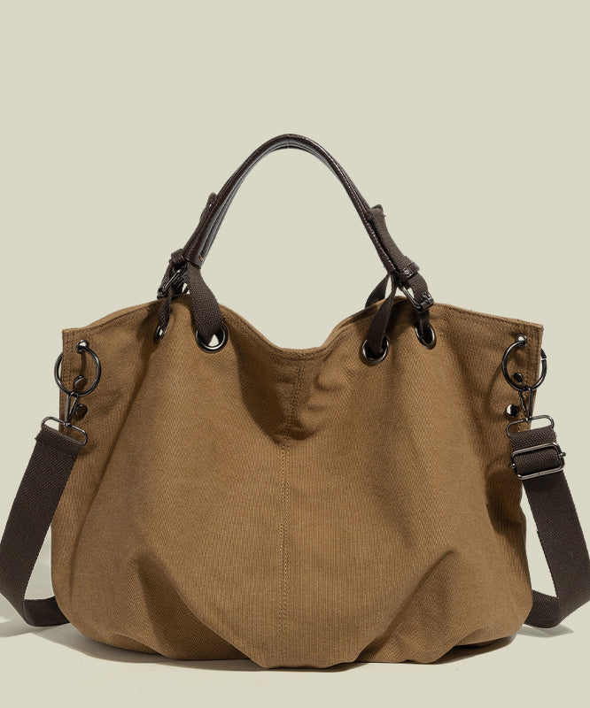 Boutique Brown Solid Durable Canvas Tote Handbag