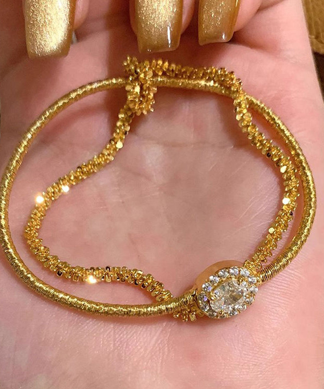 Boutique Gold Sterling Silver Overgild Zircon Two Piece Set Bracelet