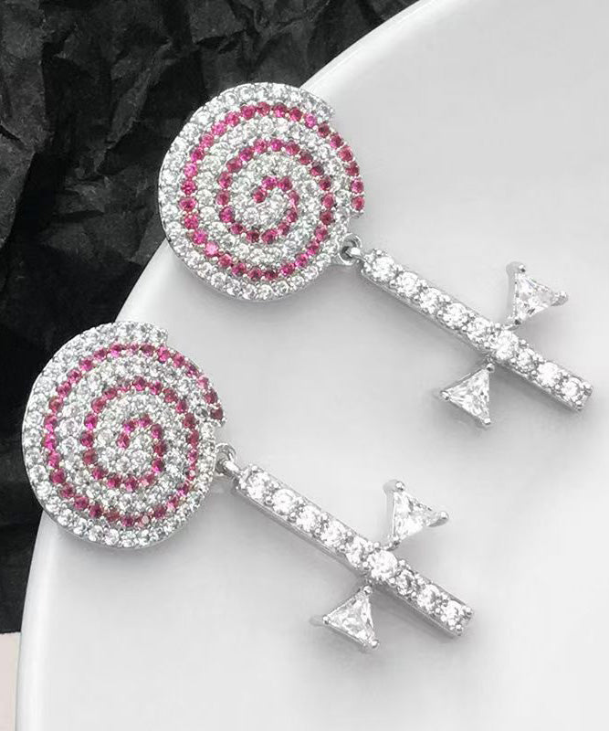 Boutique Pink Srerling Silver Zircon Candy Stud Earrings