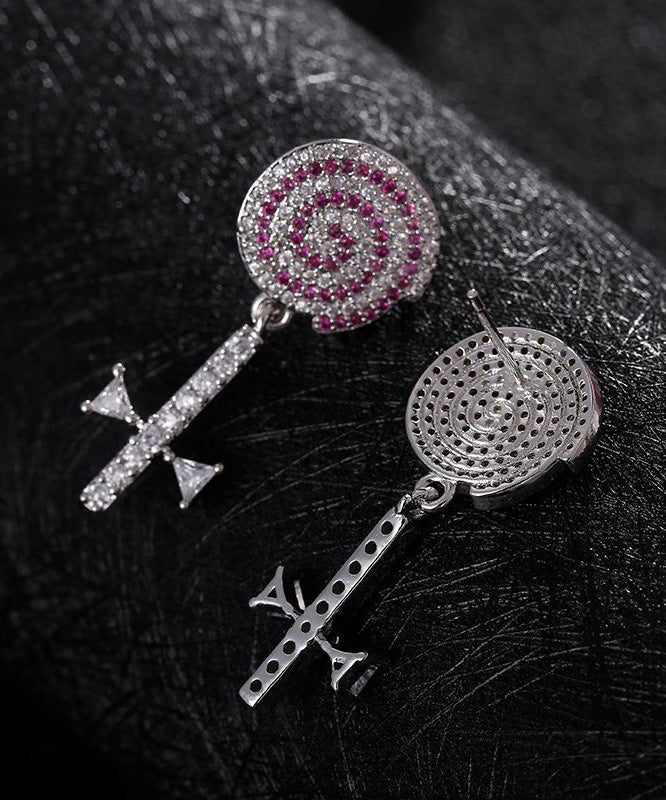 Boutique Pink Srerling Silver Zircon Candy Stud Earrings