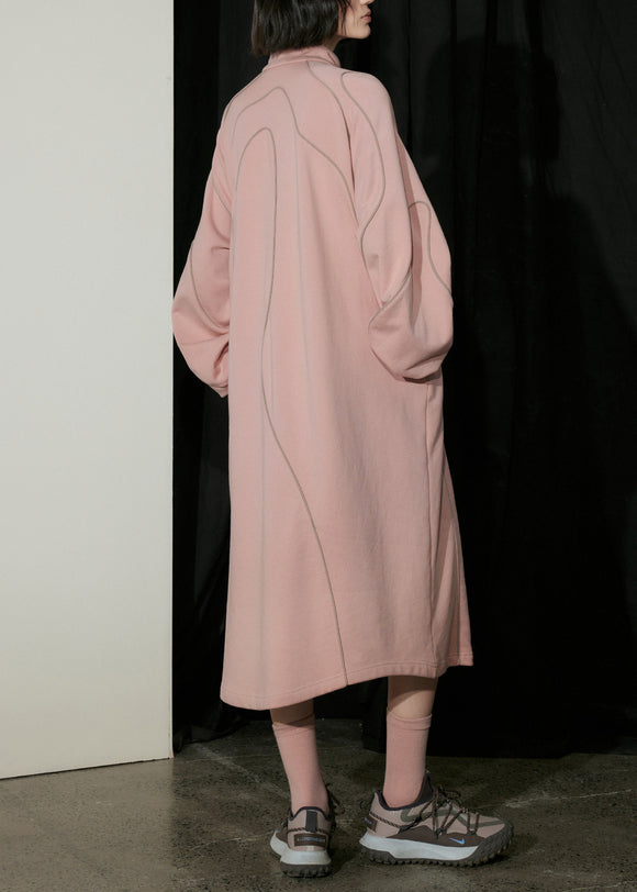 Boutique Pink Zip Up Patchwork Cotton Sweatshirts Dresses Fall