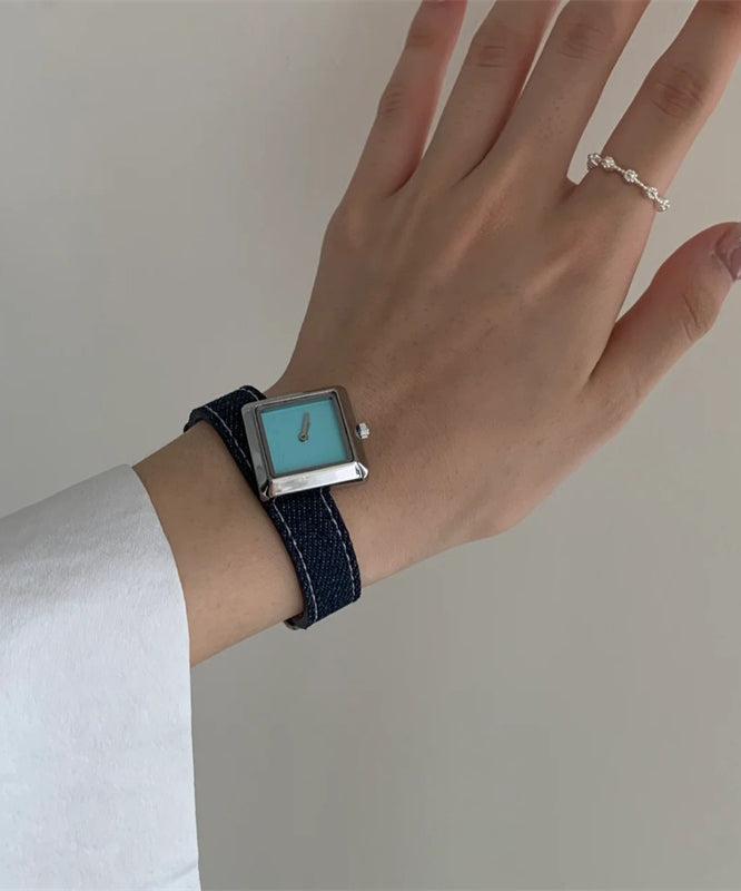 Boutique Red Denim Fabric Quartz Movement Waterproof Watches