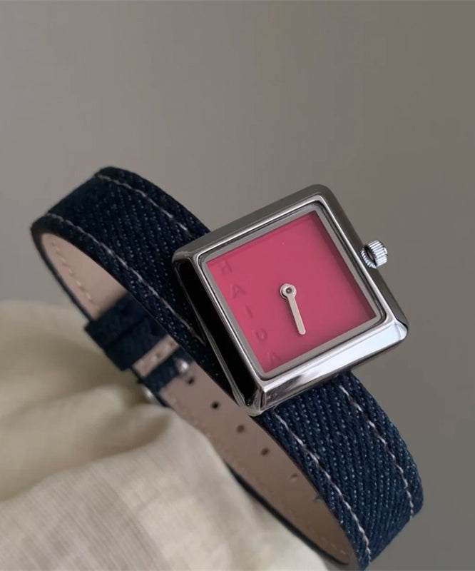 Boutique Red Denim Fabric Quartz Movement Waterproof Watches