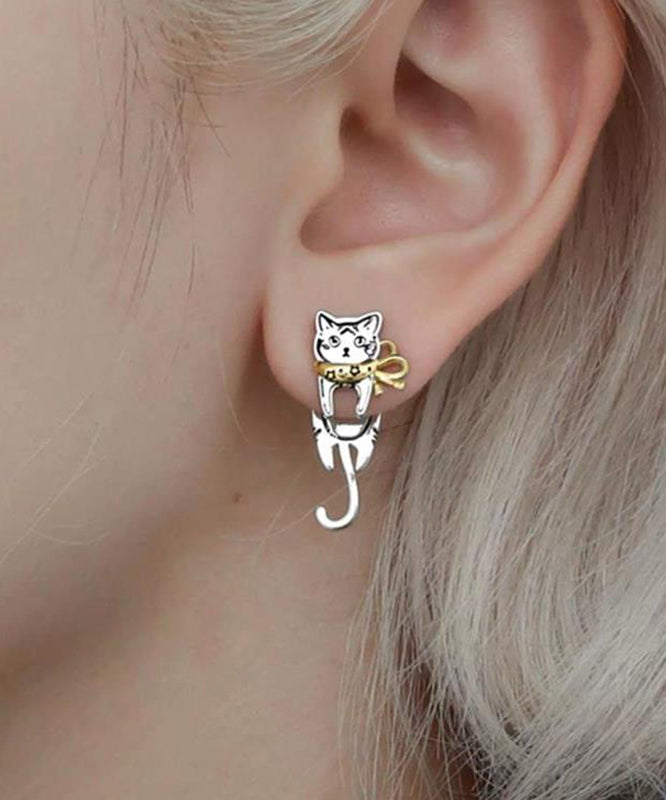 Boutique Silk Copper Overgild Little Cats Drop Earrings
