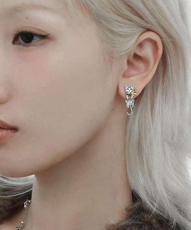 Boutique Silk Copper Overgild Little Cats Drop Earrings