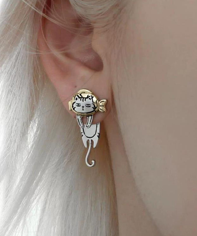 Boutique Silk Copper Overgild Little Cats Drop Earrings