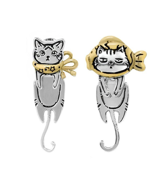 Boutique Silk Copper Overgild Little Cats Drop Earrings