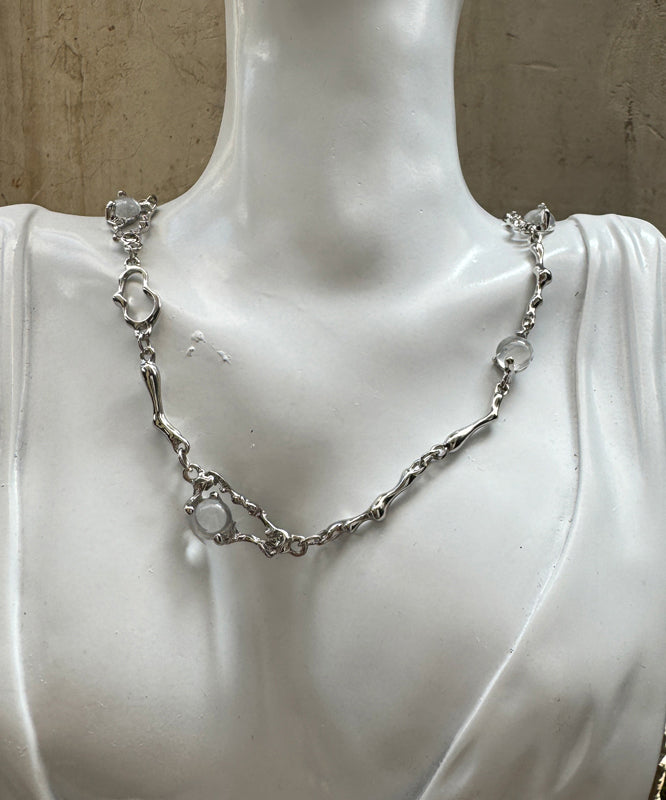 Boutique Silk Stainless Steel Cat Eye Stone Asymmetrical Pendant Necklace