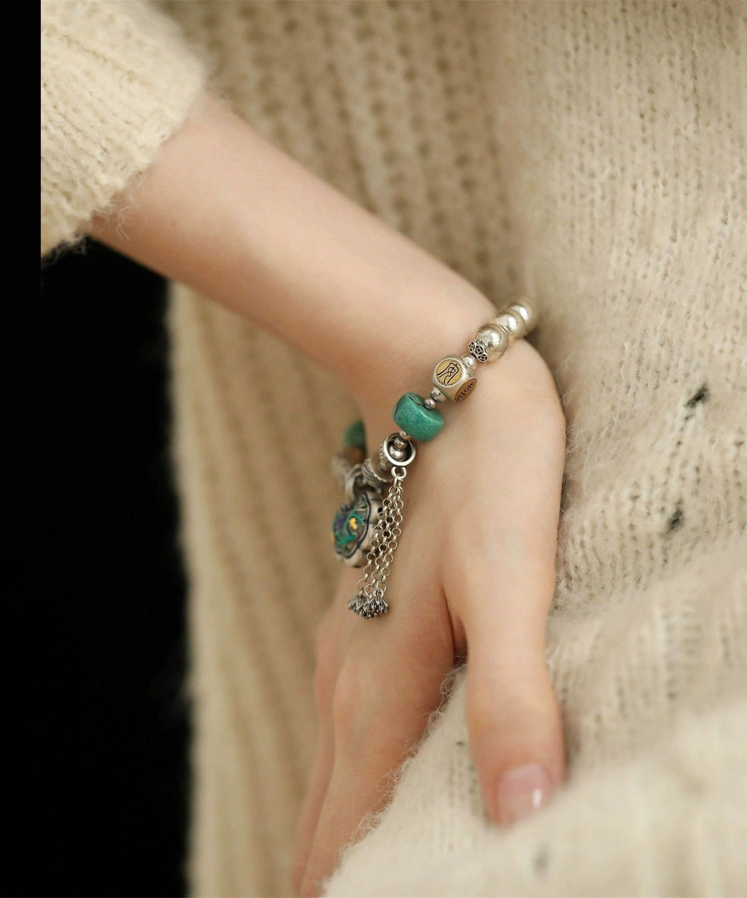 Boutique Silk Sterling Silver Turquoise Bracelets Charm Bracelet