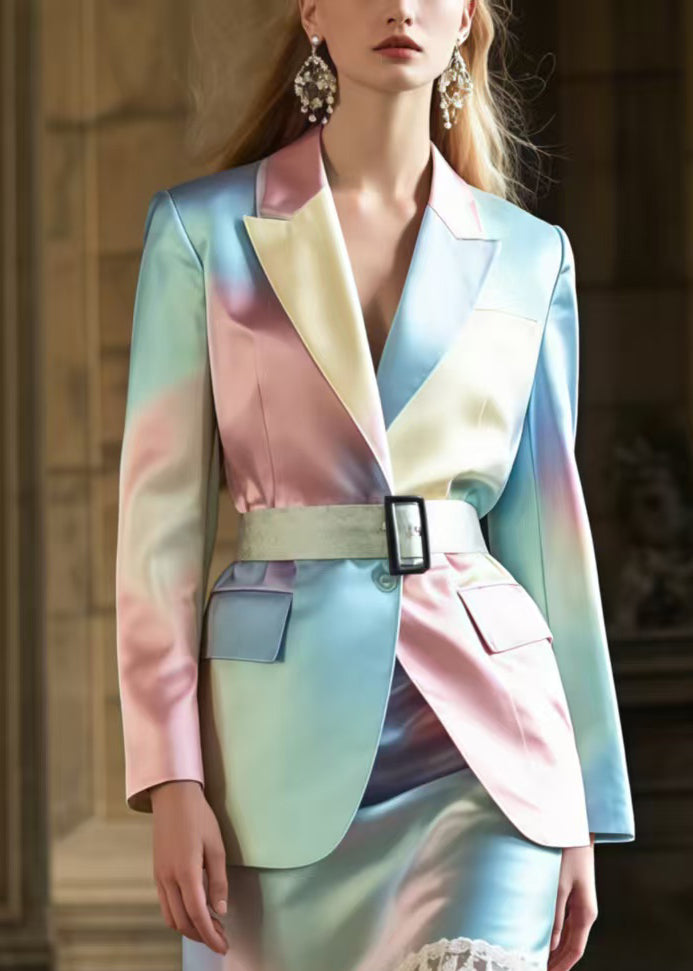 Boutique Tie Dye Tunic Patchwork Lace Silk Women Sets 2 Pieces Spring