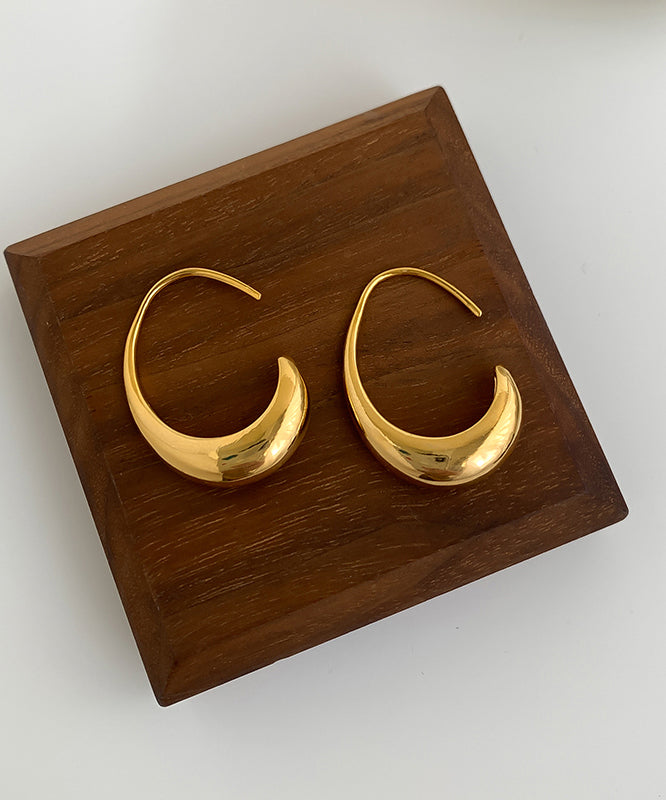Brief Gold Metal Alloy Water Droplet Hoop Earrings