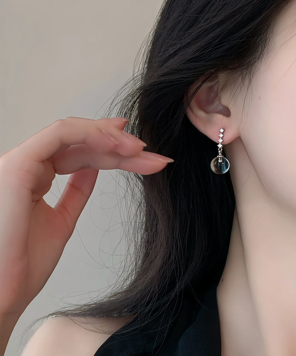 Brief Silk Copper Zircon Crystal Drop Earrings