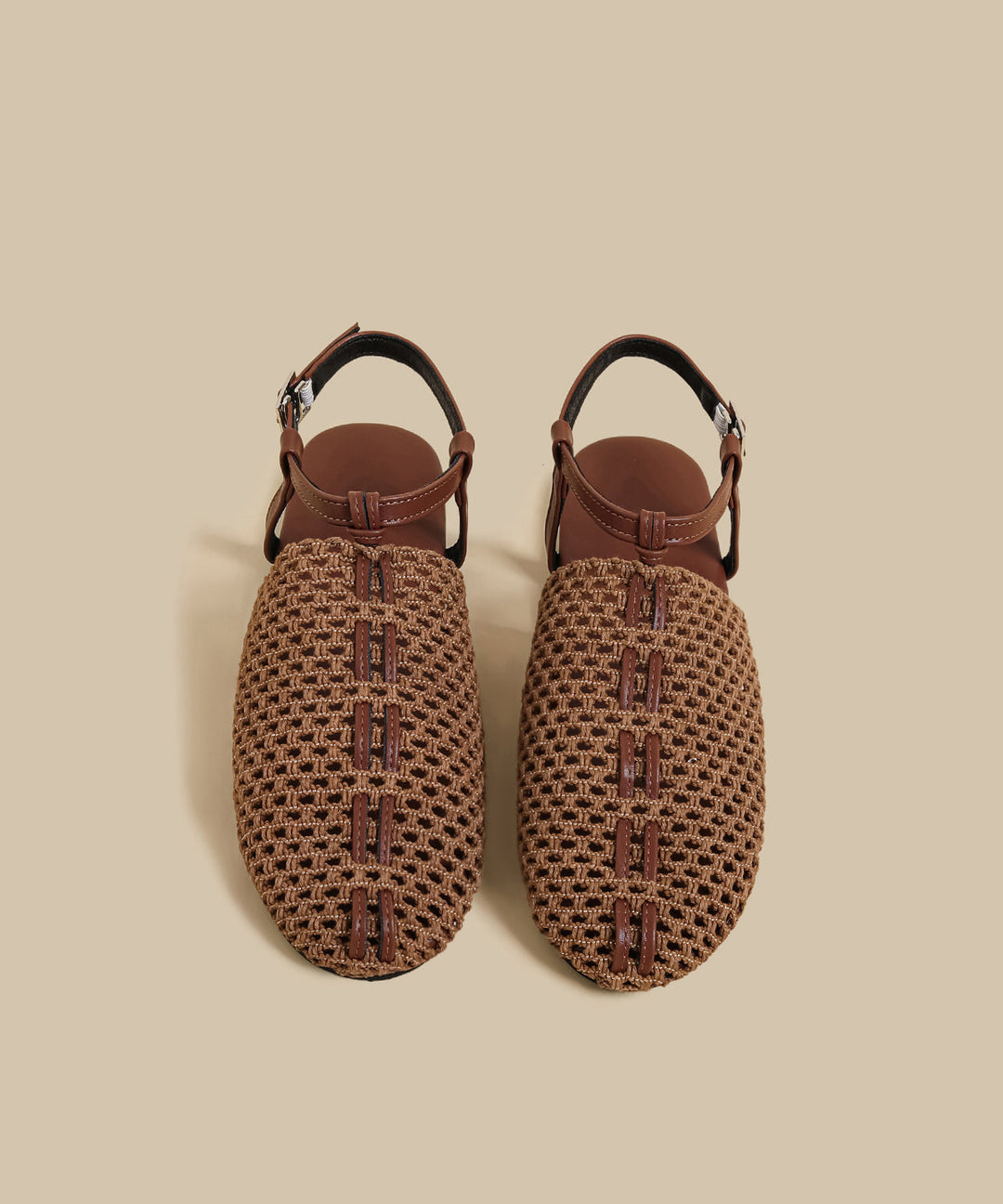 Casual Apricot Hollow Out Knit Fabric Splicing Sandals