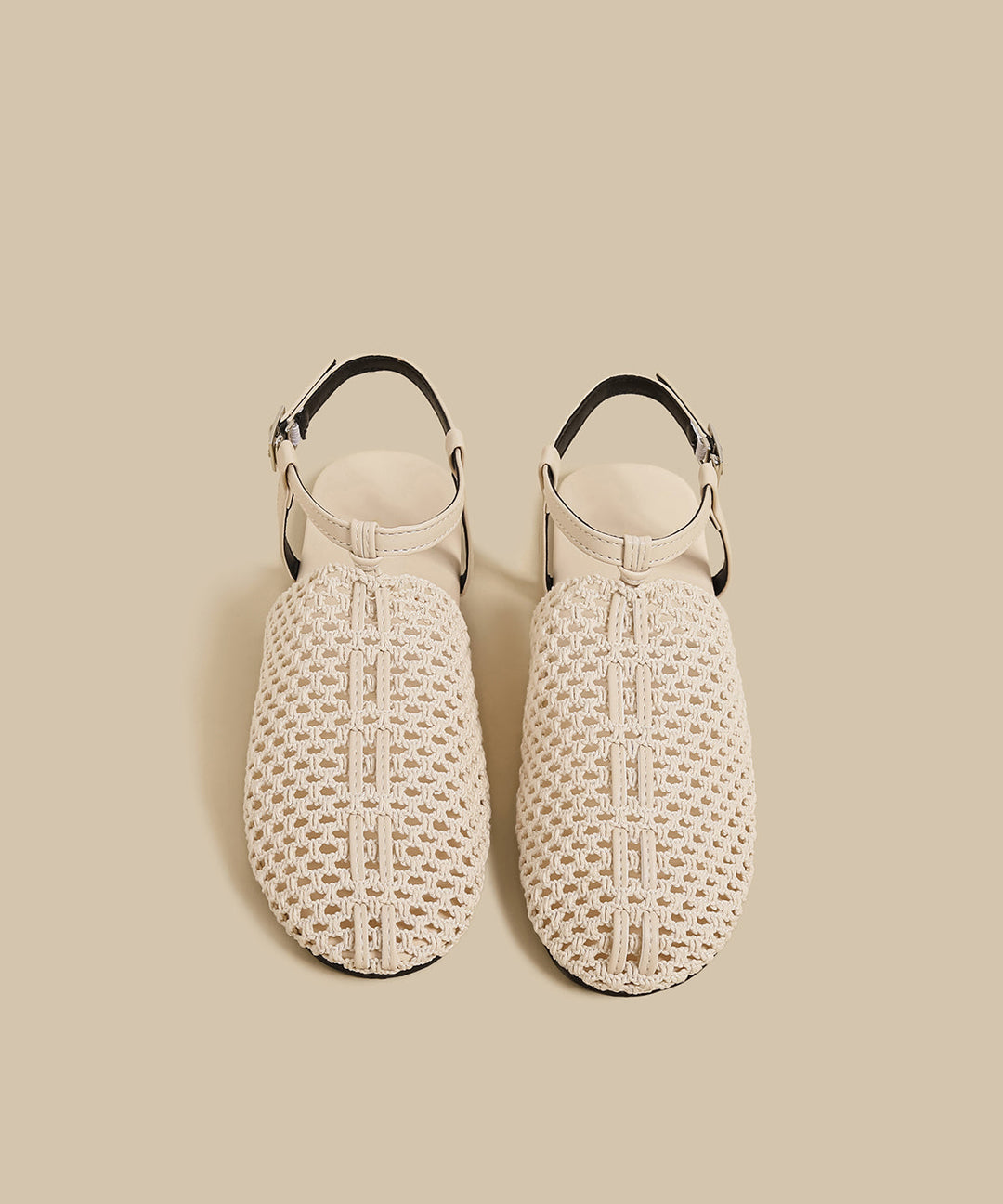 Casual Apricot Hollow Out Knit Fabric Splicing Sandals