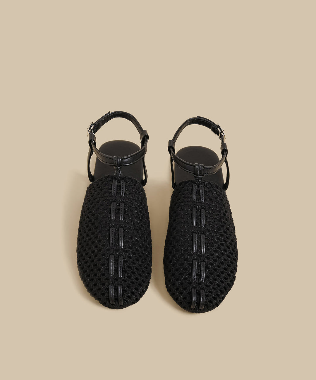 Casual Apricot Hollow Out Knit Fabric Splicing Sandals