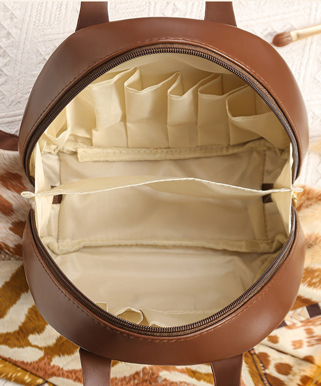 Casual Brown Solid Durable Faux Leather Tote Handbag