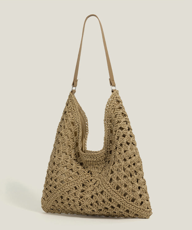 Casual Hollow Out Large Capacity Straw Woven Womens Shoulder Bags