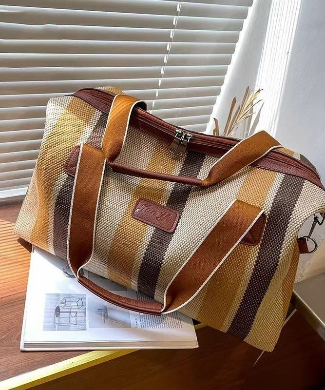 Casual Striped Large Capacity Canvas Tote Handbag