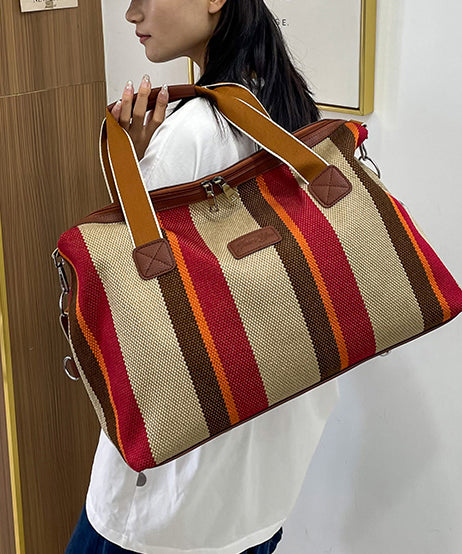 Casual Striped Large Capacity Canvas Tote Handbag
