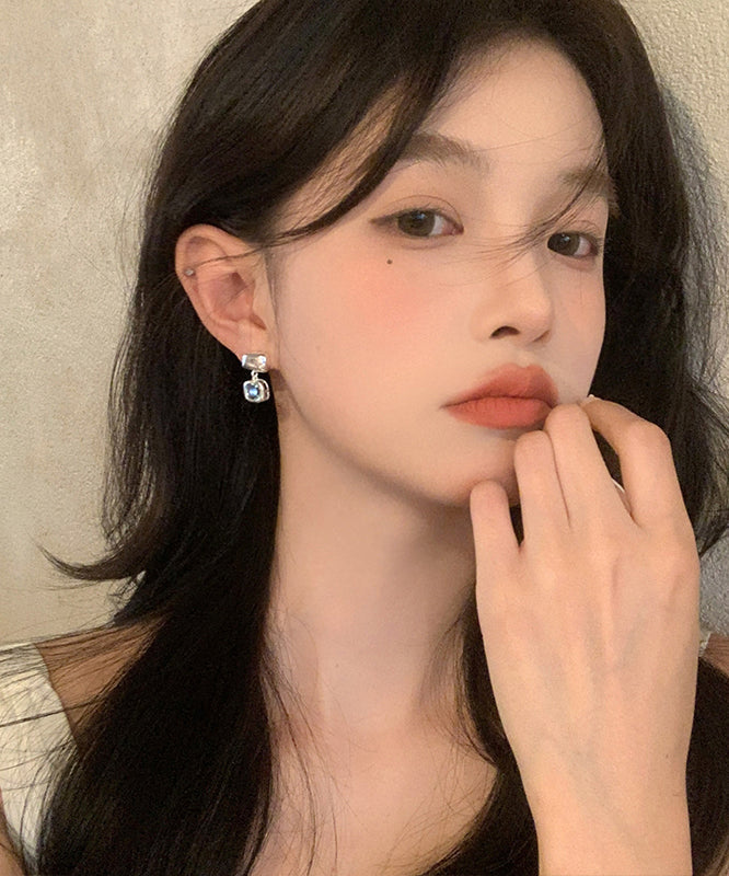 Chic Blue Alloy Crystal Drop Earrings