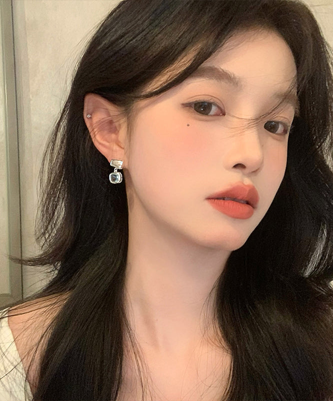 Chic Blue Alloy Crystal Drop Earrings