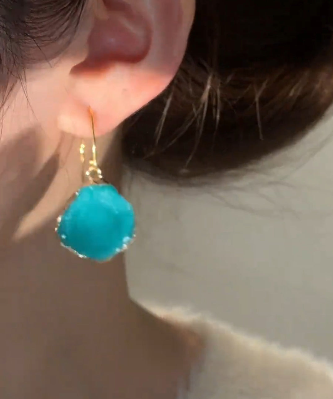 Chic Blue Copper Alloy Asymmetrical Gem Stone Drop Earrings