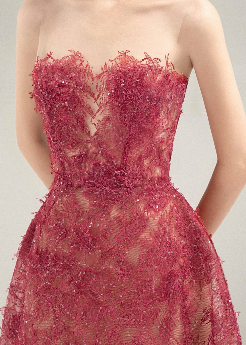 Chic Cold Shoulder Sequins High Waist Lace Long Dress Sleeveless