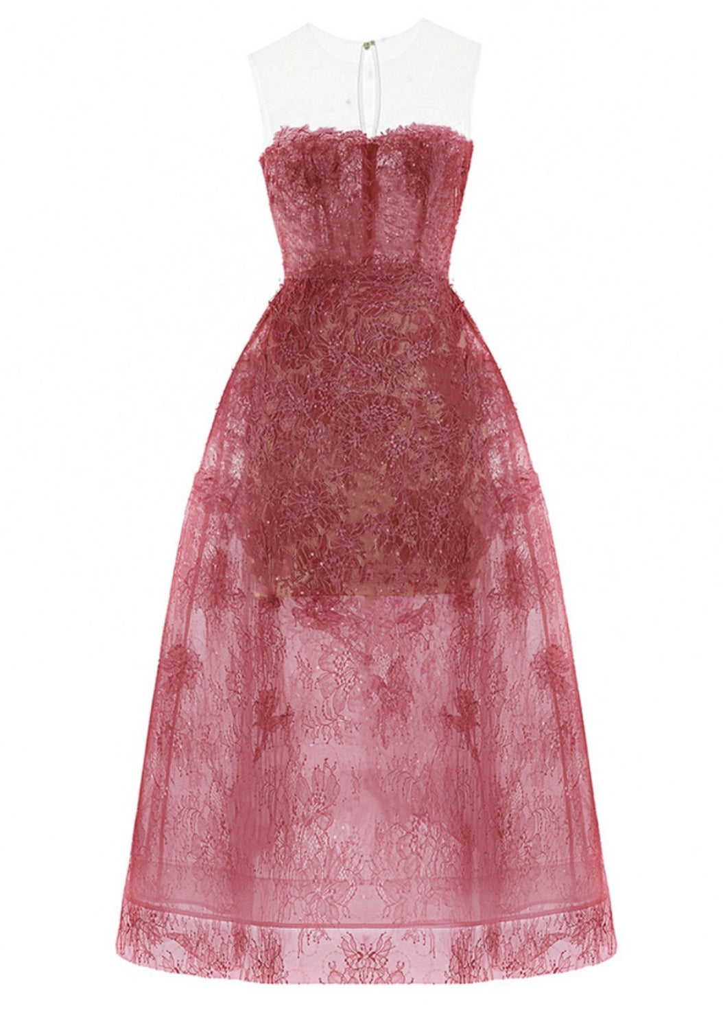 Chic Cold Shoulder Sequins High Waist Lace Long Dress Sleeveless